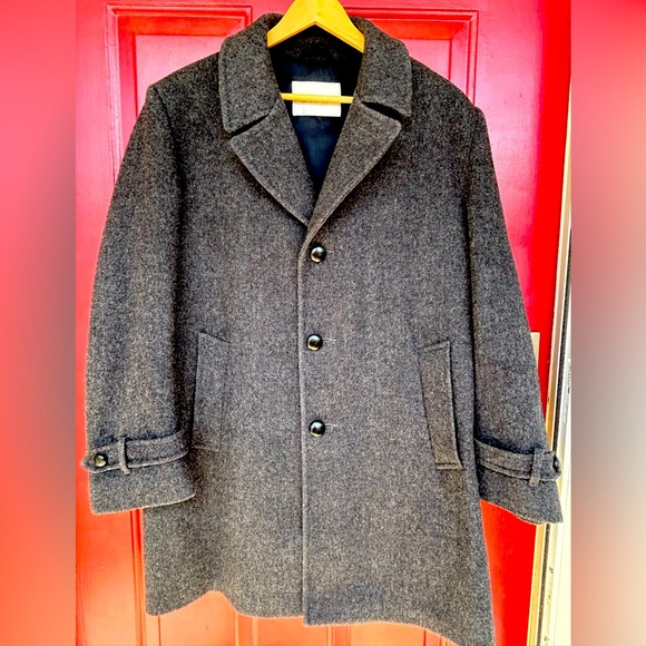 ADAMS ROW s42 regular men’s wool coat Love the plaid lining! Looks new - Picture 2 of 6
